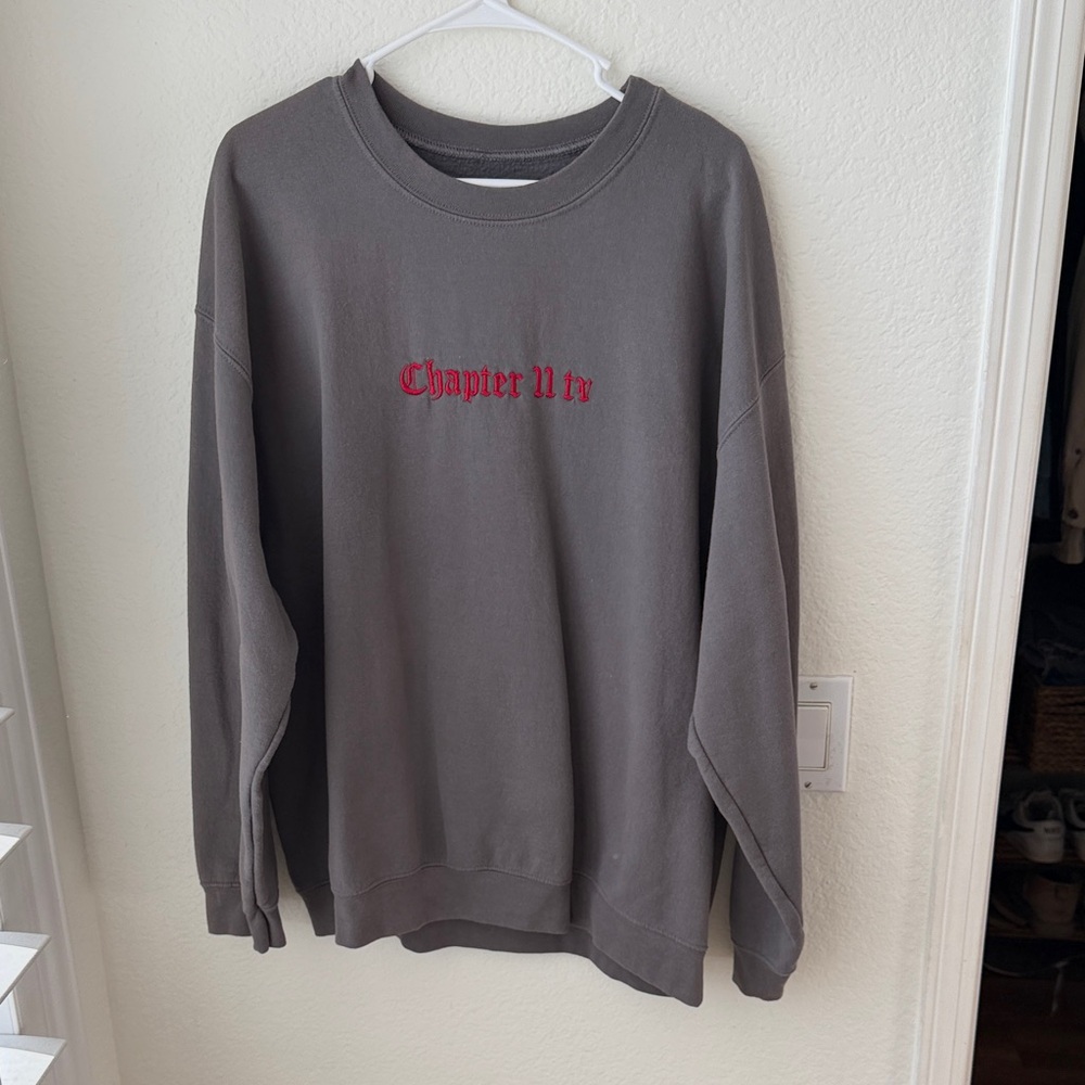Chapter 11 Dark Gray Crewneck Sweater with Red Logo